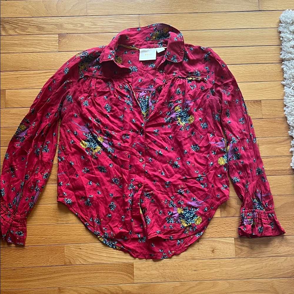 Anthropologie Maeve Red Floral Top